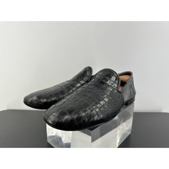 Jo Ghost Black Lizard Print Leather Round Toe Slip On Loafers Men’s Size 44 main image 9